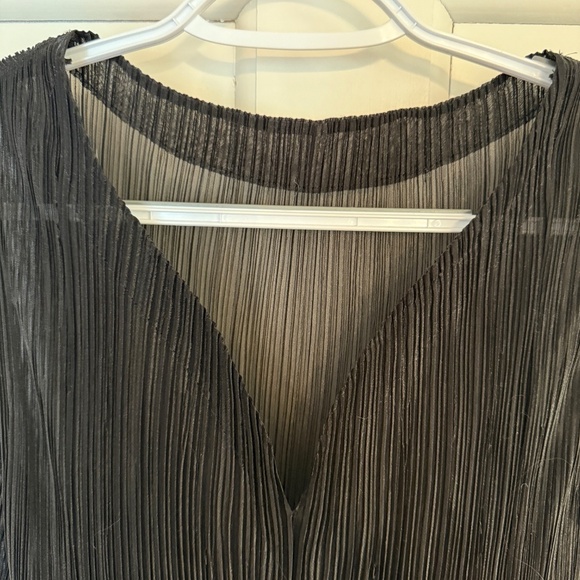 Issey Miyake Fete Y2K vintage sheer textured Black midi Dress 45091 - Picture 9 of 13